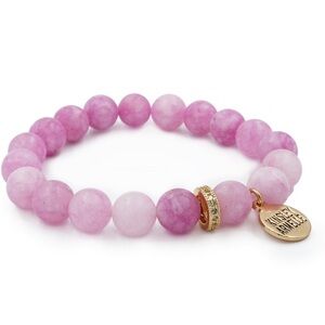 Kinsley Armelle Rose Quartz Bracelet with 18k Gold Ion Plated Charm